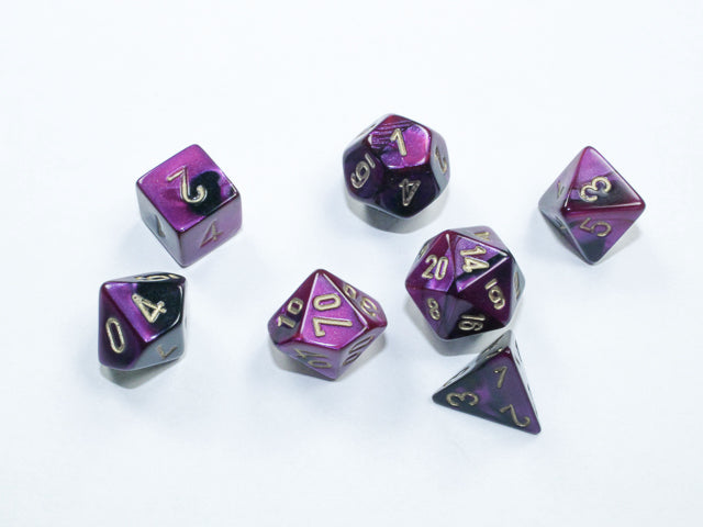 Chessex RPG 7 Mini-Die Set: Gemini Black-Purple & Gold