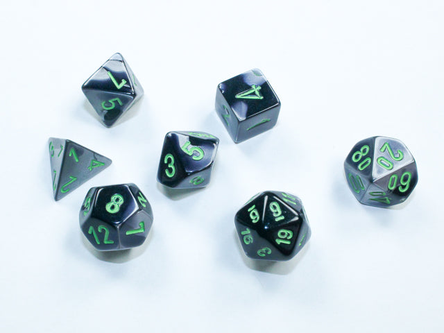 Chessex RPG 7 Mini-Die Set: Gemini Black-Grey & Green
