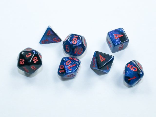 Chessex RPG 7 Mini-Die Set: Gemini Black-Starlight & Red