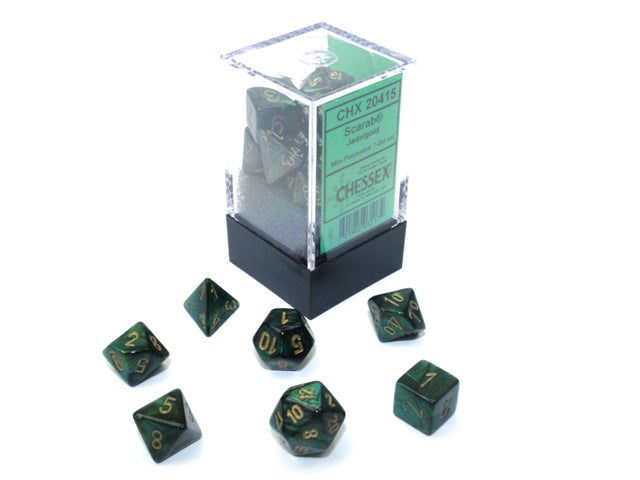 Chessex RPG 7 Mini-Die Set: Scarab Jade & Gold