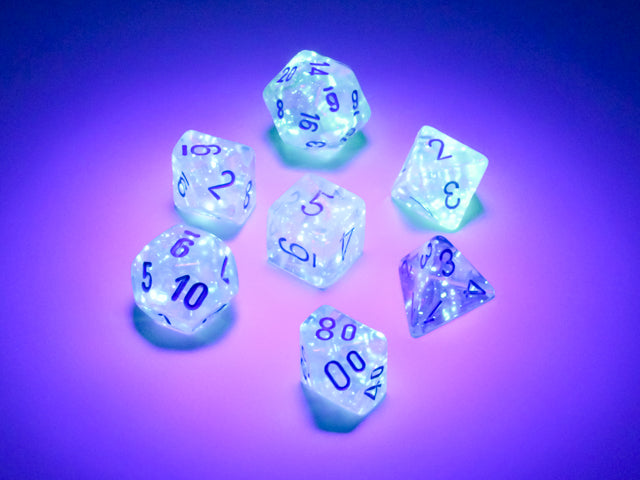 Chessex RPG 7 Mini-Die Set: Borealis Icicle & Light Blue