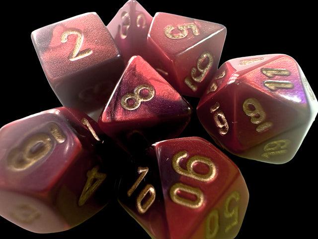 Chessex RPG 7 Mini-Die Set: Gemini Purple-Red & Gold
