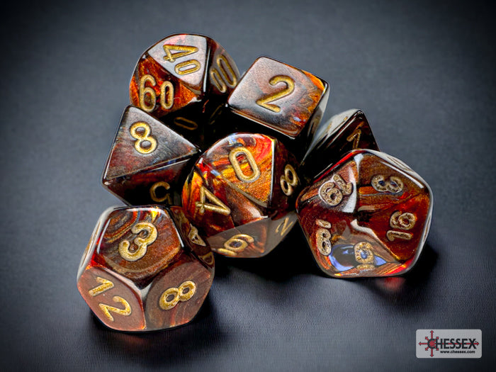 Chessex RPG 7 Mini-Die Set: Scarab Blue Blood & Gold