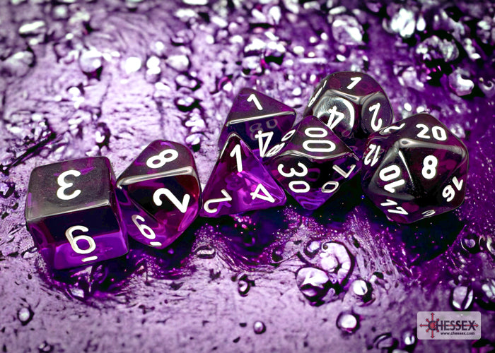 Chessex RPG Dice Sets: Translucent Polyhedral Purple/White 7-Die Set