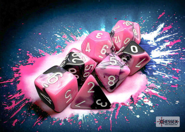 Chessex RPG 7 Mini-Die Set: Gemini Black-Pink & White