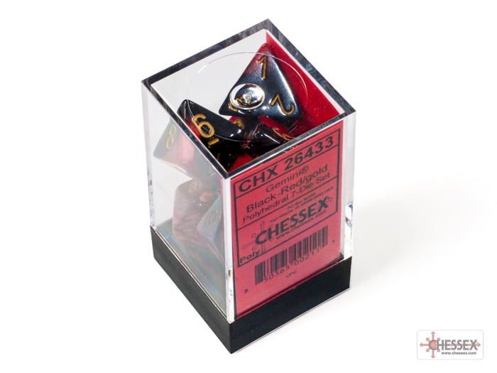 Chessex RPG 7 Mini-Die Set: Gemini Black-Red & Gold