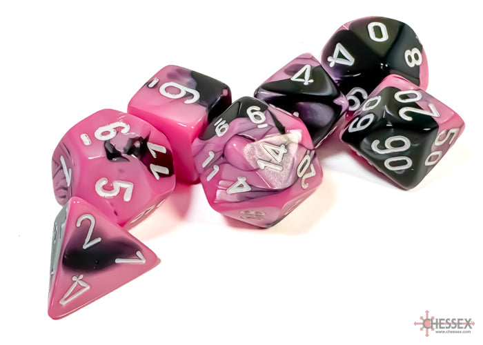 Chessex RPG 7 Mini-Die Set: Gemini Black-Pink & White