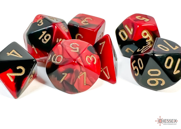 Chessex RPG 7 Mini-Die Set: Gemini Black-Red & Gold