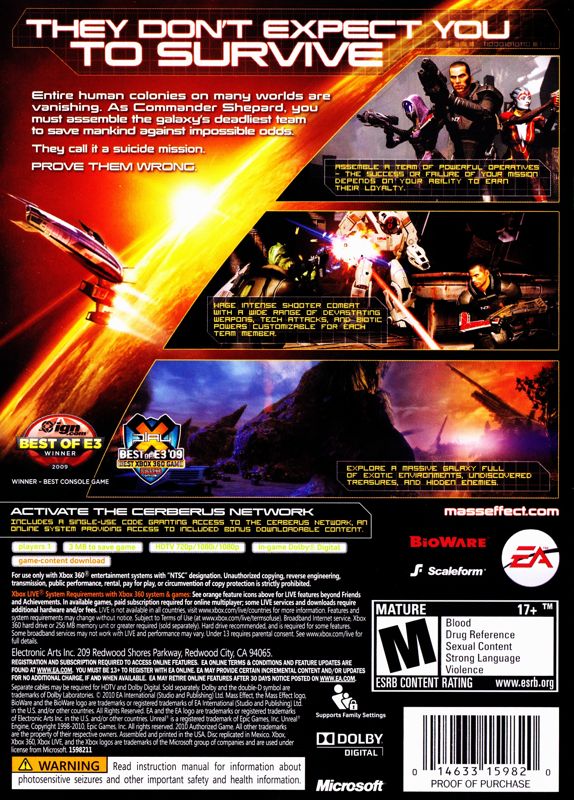 Mass Effect 2 (Xbox 360, 2010)