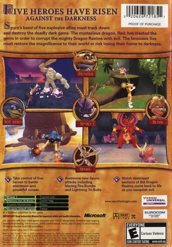Spyro: A Hero's Tail (Xbox, 2004)