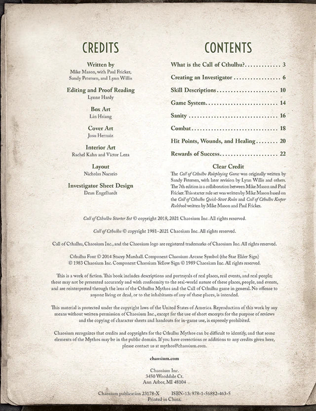 Call of Cthulhu 7E: Rulebook & Starter Set Anniversary Edition