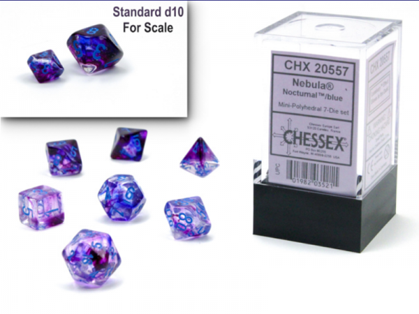 Chessex RPG 7 Mini-Die Set: Nebula Nocturnal & Blue