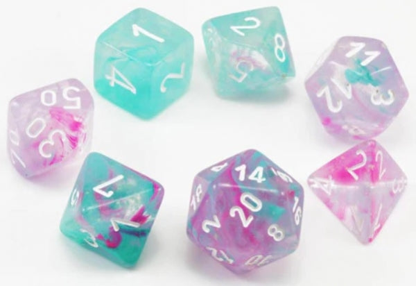 Chessex RPG 7 Mini-Die Set: Nebula Wisteria & White