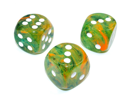 Chessex 30mm D6 Dice - Nebula Spring & White Luminary with Pips