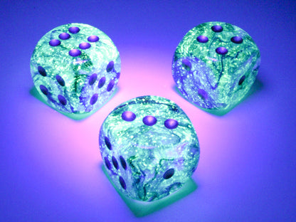 Chessex 30mm D6 Dice - Nebula Spring & White Luminary with Pips