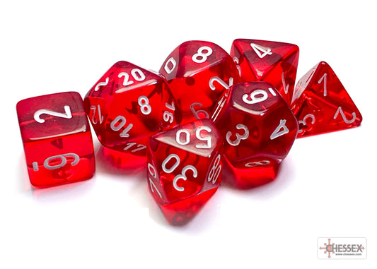 Chessex RPG Dice Sets: Translucent Polyhedral Red/White 7-Die Set