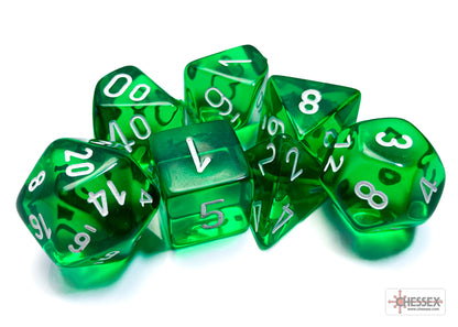 Chessex RPG 7-Die Set: Translucent Green & White