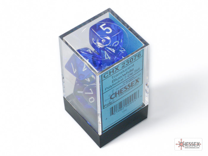 Chessex RPG Dice Sets: Translucent Polyhedral Blue/White 7-Die Set