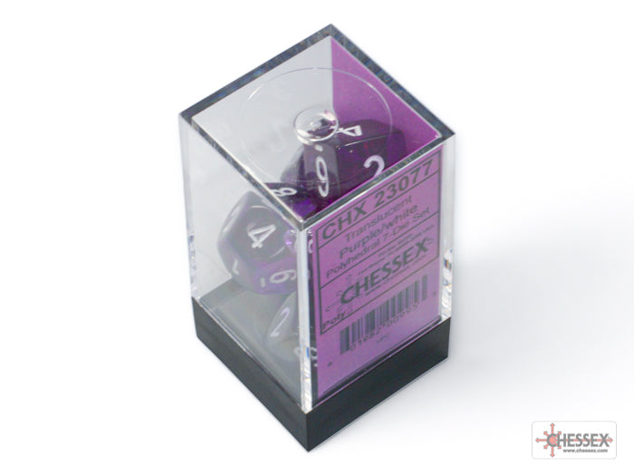 Chessex RPG Dice Sets: Translucent Polyhedral Purple/White 7-Die Set