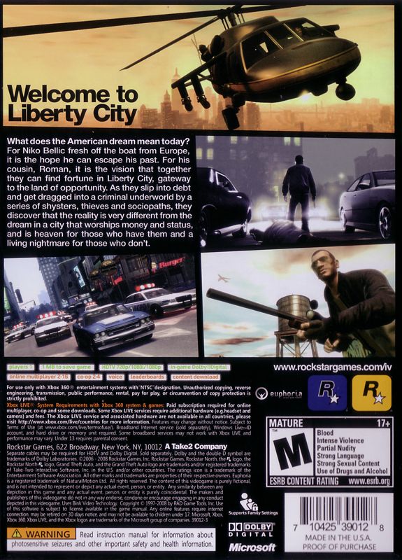 Grand Theft Auto IV (Xbox 360, 2008)