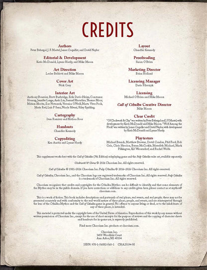 Call of Cthulhu Clockwork & Claws: Two Scenarios for Pulp Cthulhu