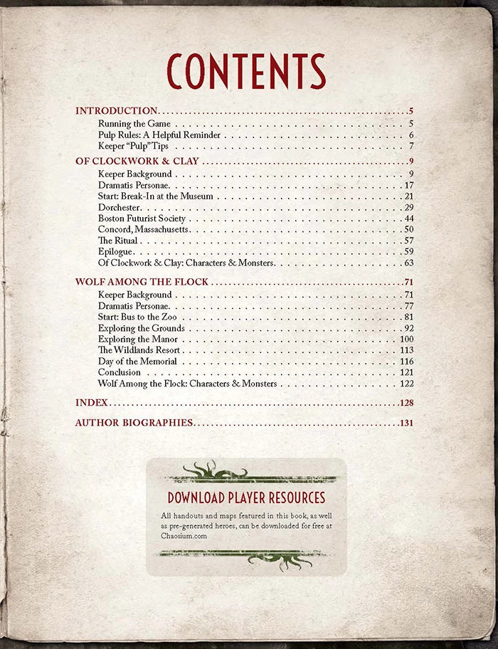 Call of Cthulhu Clockwork & Claws: Two Scenarios for Pulp Cthulhu