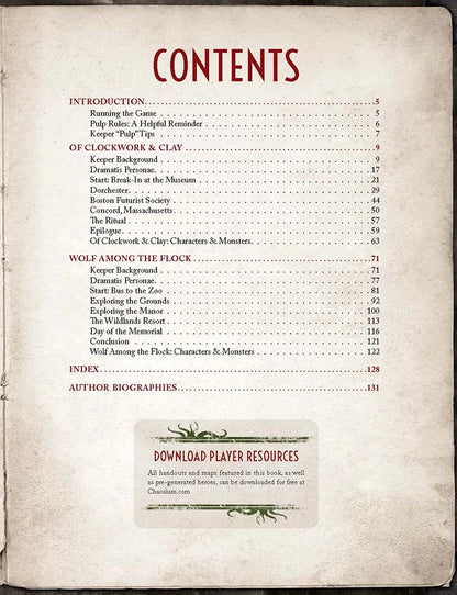 Call of Cthulhu Clockwork & Claws: Two Scenarios for Pulp Cthulhu