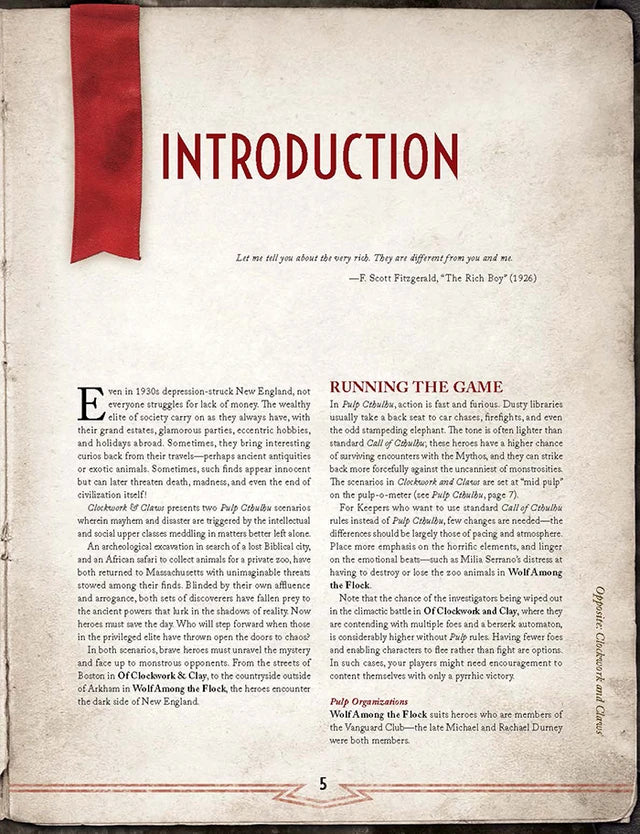 Call of Cthulhu Clockwork & Claws: Two Scenarios for Pulp Cthulhu