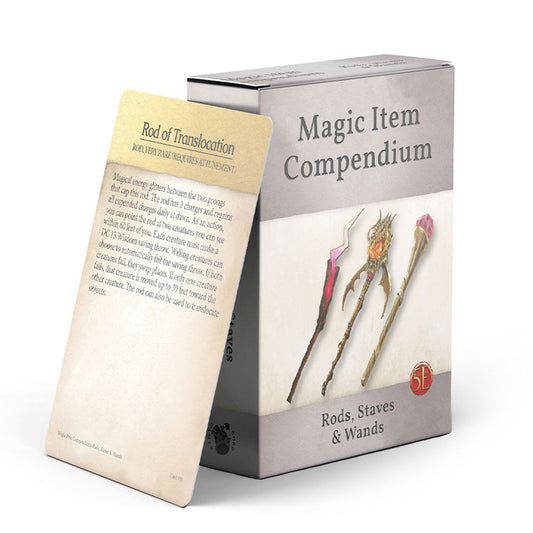 Magic Item Compendium: Rods, Staves & Wands (5E) Card Deck | TTRPG Game Add-On