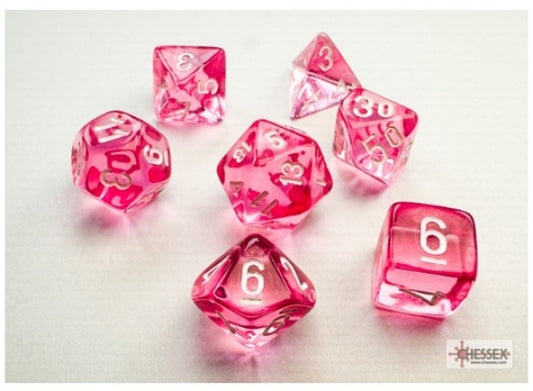 Chessex RPG Dice Sets: Translucent Mini-Polyhedral Pink/White 7-Die Set