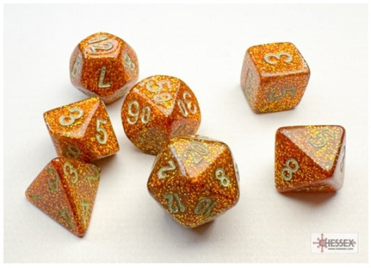 Chessex RPG Dice Sets: Glitter Mini-Polyhedral Gold/Silver 7-Die Set