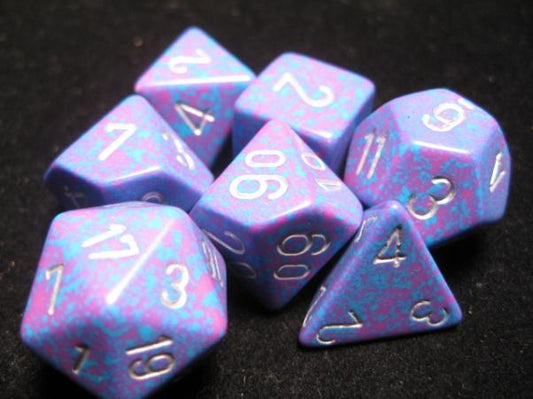 Chessex RPG Dice Sets: Silver Tetra Speckled Polyhedral 7-Die Set